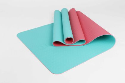 2-Tone Reversible TPE Yoga Mat, 4mm (Color: Blue-Pink)