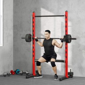 Half Squat Rack with Pull-Up Bar & Barbell (Color: Red)
