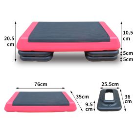 Adjustable Workout Aerobic Stepper, Fitness & Exercise Step Platform Trainer (Color: Red & Black)